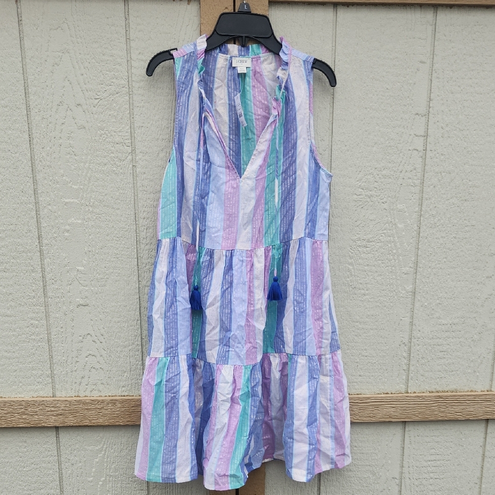 J. Crew Factory Pastel Striped Sleeveless Dress in Lavender, Mint & Sky Blue